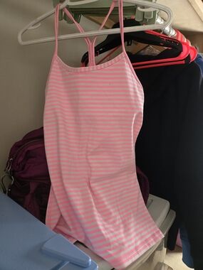 lululemon athletica Hot Pink and White Striped Racerback Tank